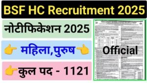 BSF Head Constable RO RM Online Form 2025
