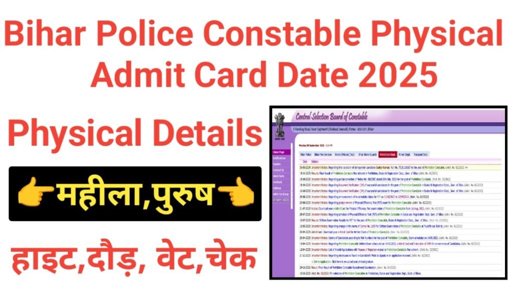 Bihar Police Constable Physical Update 2025