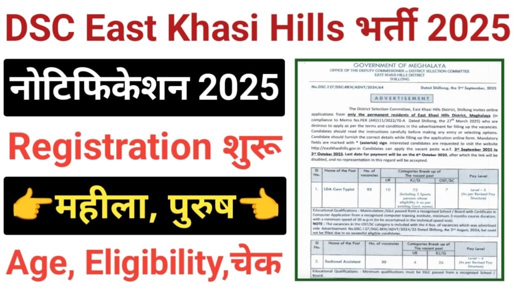 DSC East Khasi Hills Recruitment 2025