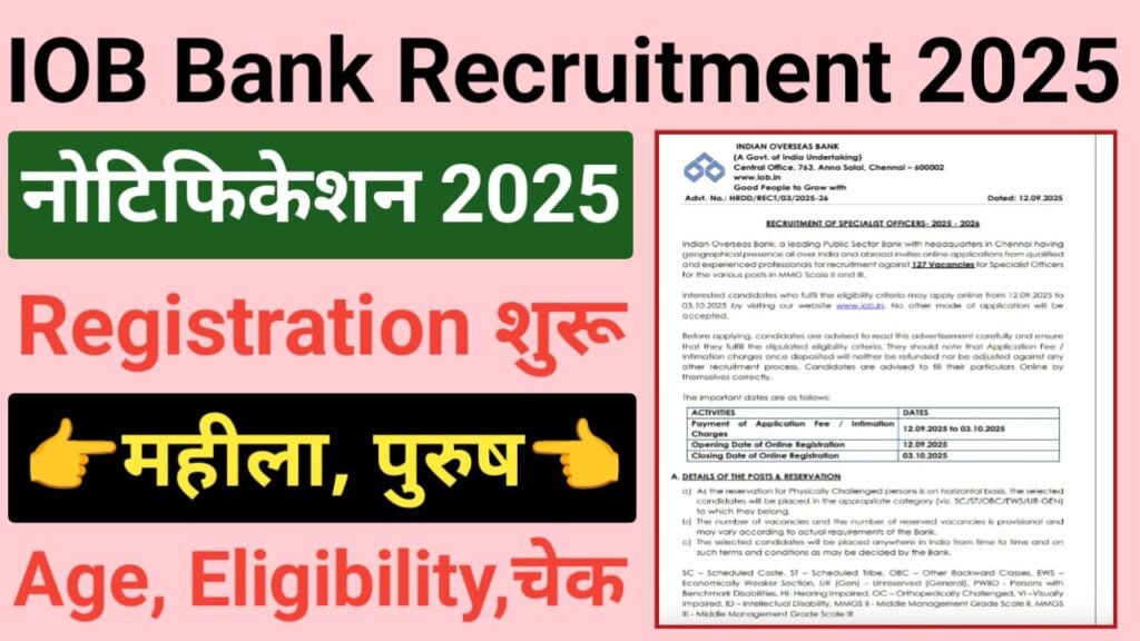 IOB Bank SO Recruitment 2025