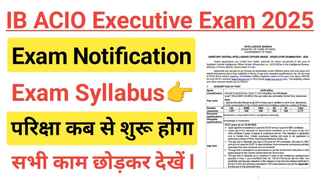 IB ACIO Executive Exam Date 2025