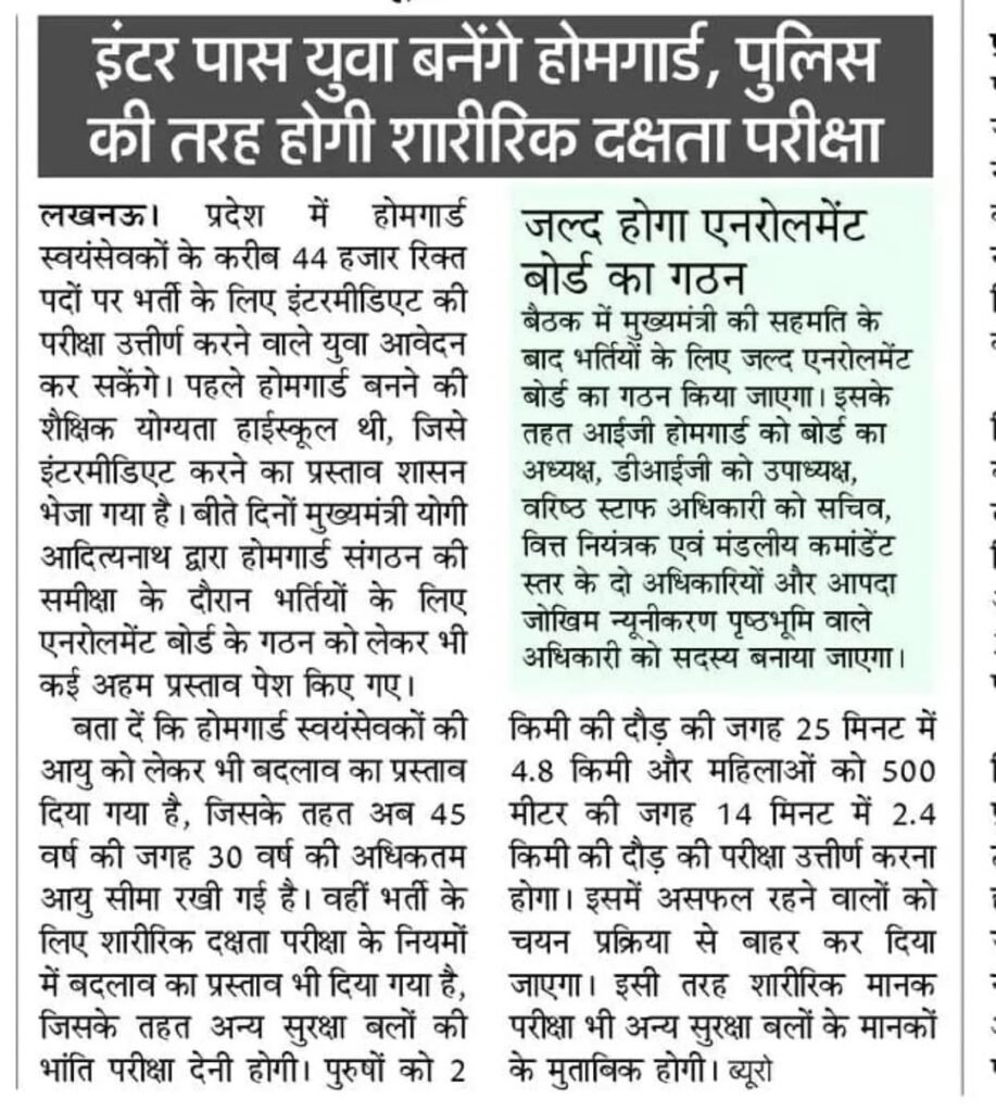UP Police Home Guard Recruitment 2025