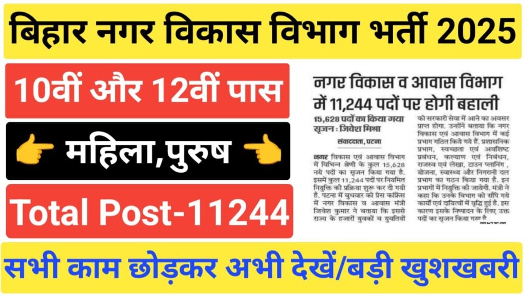 Bihar Urban Development Recruitment 2025