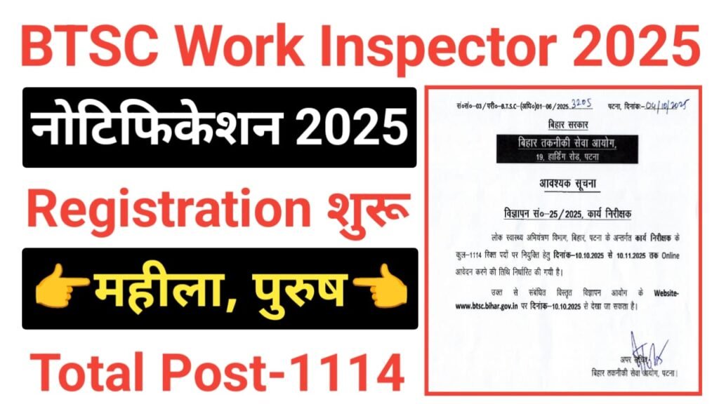 BTSC Work Inspector Recruitment 2025