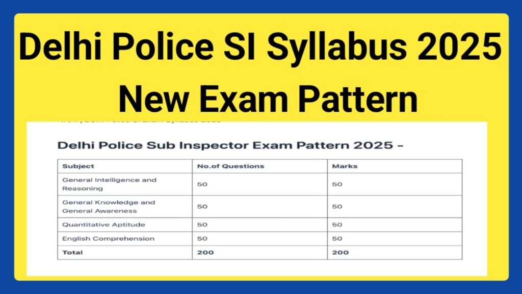 Delhi Police SI Exam Syllabus 2025