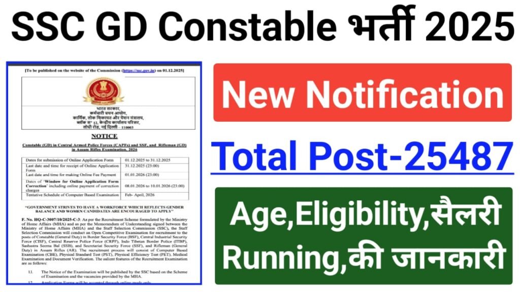 SSC GD Constable Online Form 2025