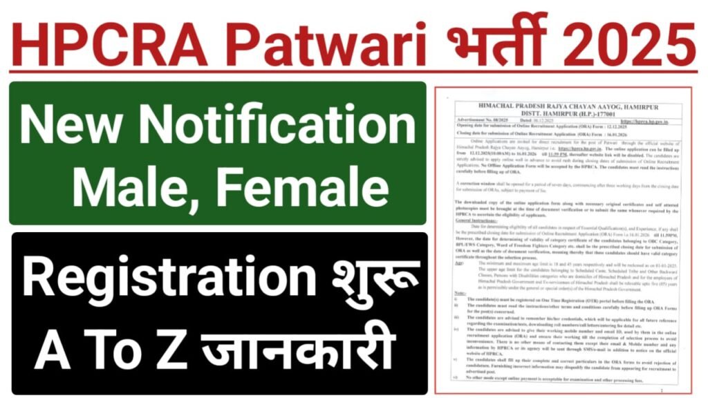 HPCRA Patwari Recruitment 2025