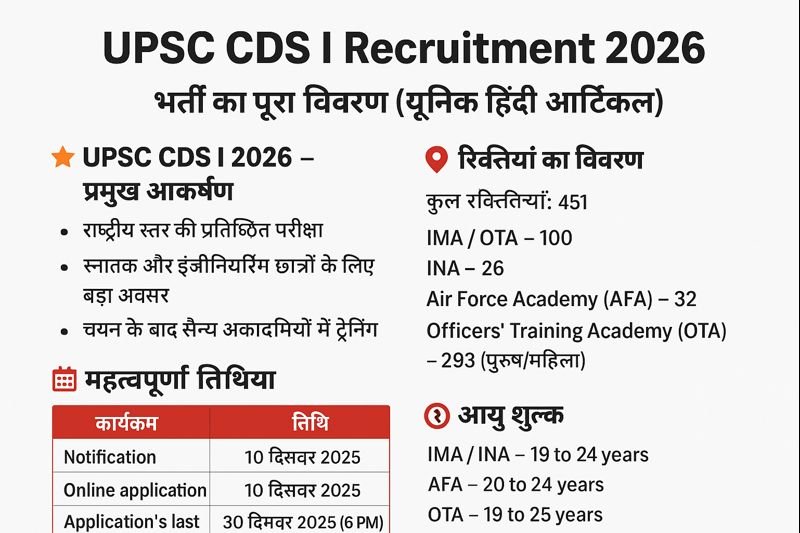 UPSC CDS I Recruitment 2026