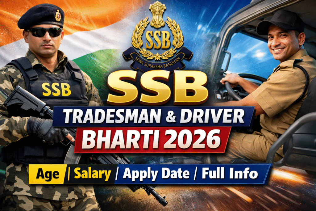 SSB Constable Tradesman And Driver Recruitment 2026