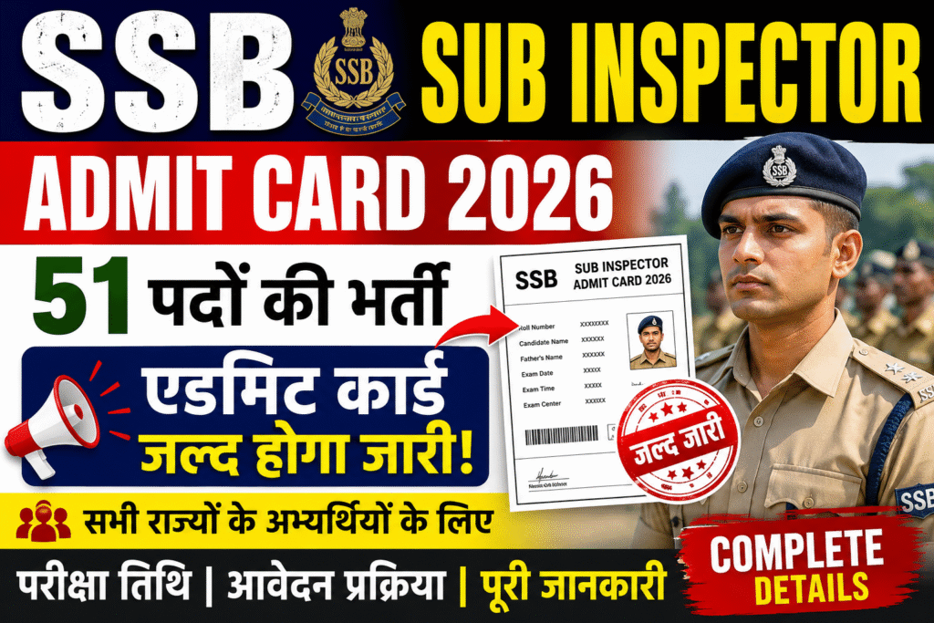 SSB Sub Inspector Admit Card 2026