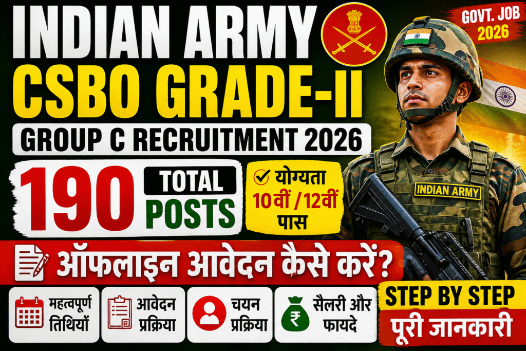 Indian Army CSBO Grade II Group C Application Form Apply 2026 Indian Army CSBO Grade II Group C Form Kaise Bhare 2026