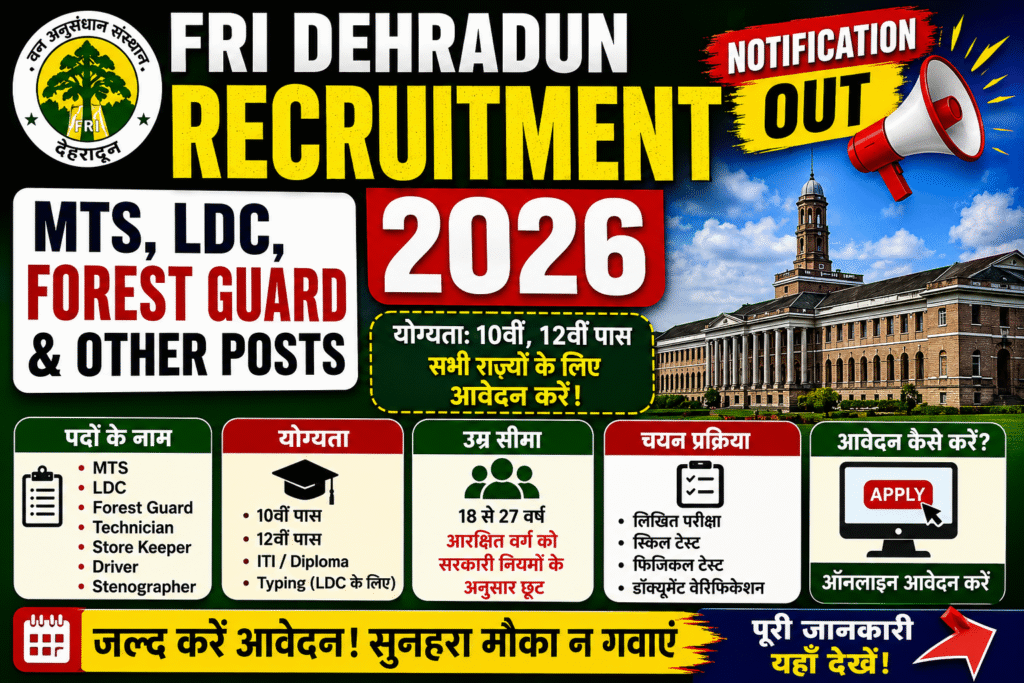 FRI Dehradun Recruitment 2026