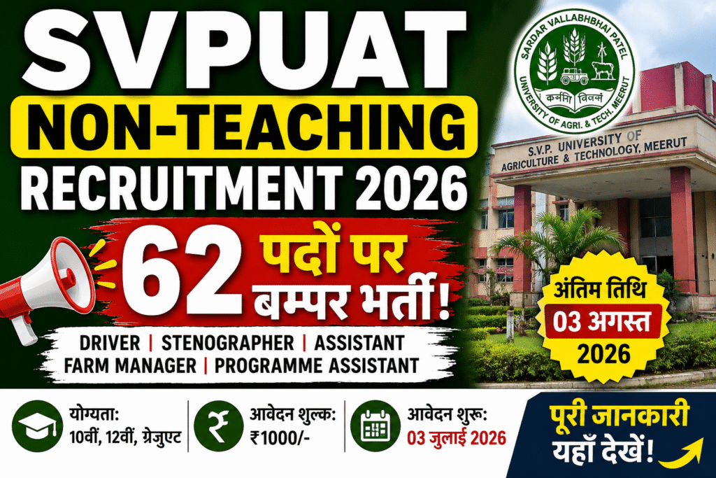 SVPUAT Non-Teaching Recruitment 2026: